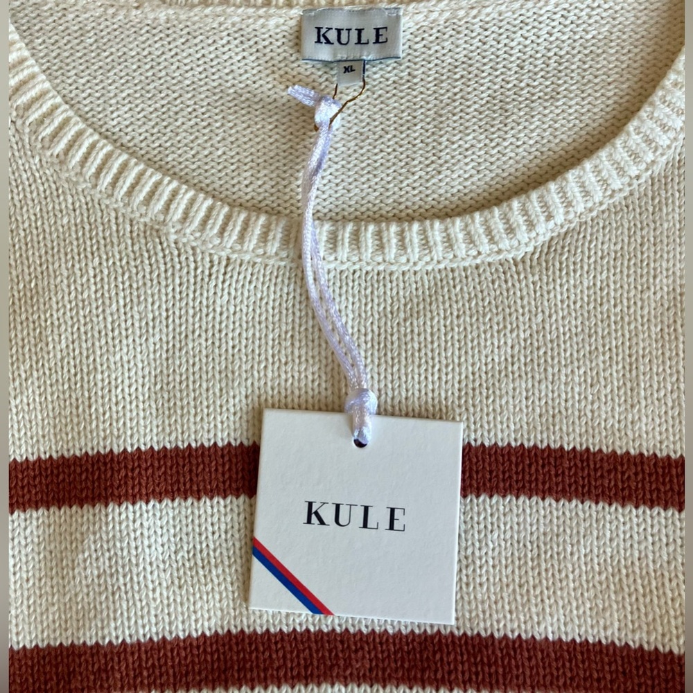 BNWT KULE 100% Cotton The Finn Striped Sweater XL Bronze/Cream Sold Out Online - Picture 6 of 15